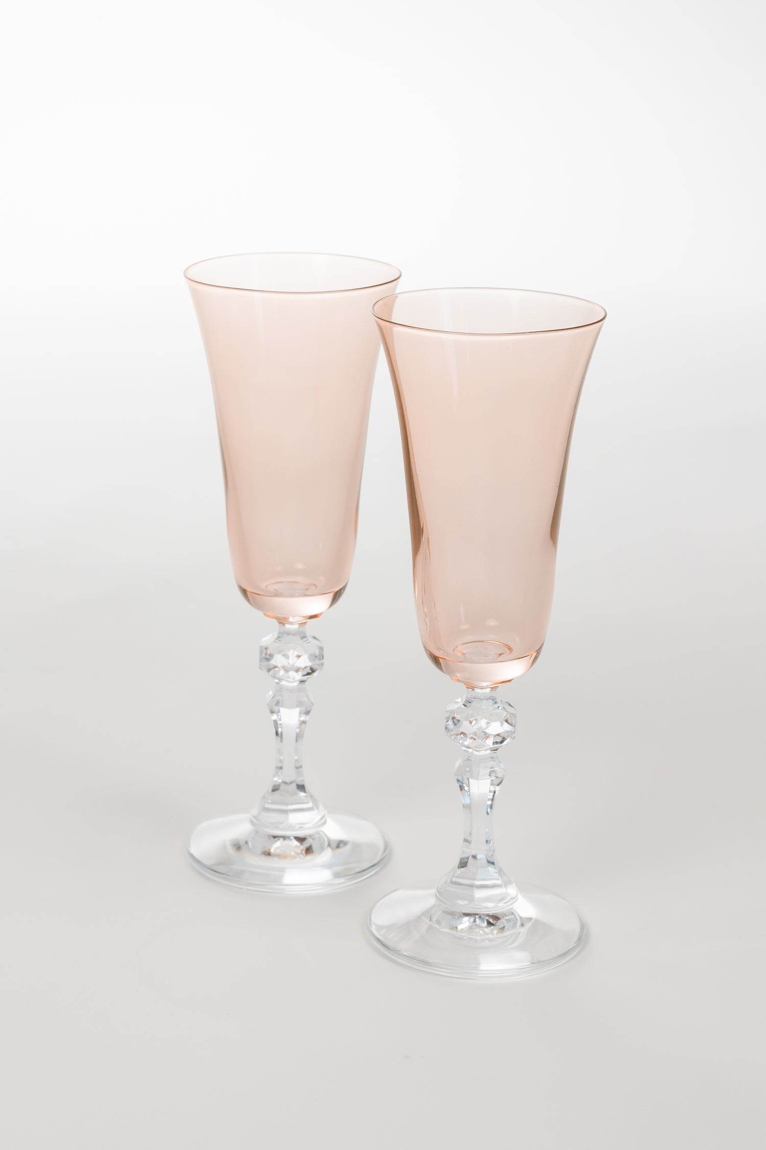 Estelle Colored Regal Flute With Clear Stem - Set of 2 {Blush Pink}