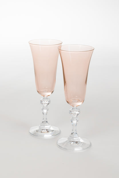 Estelle Colored Regal Flute With Clear Stem - Set of 2 {Blush Pink}