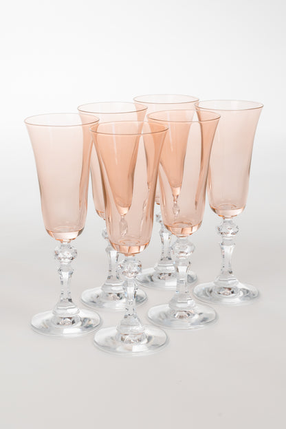 Estelle Colored Regal Flute With Clear Stem - Set of 6 {Blush Pink}