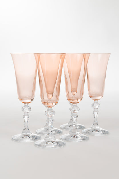 Estelle Colored Regal Flute With Clear Stem - Set of 6 {Blush Pink}