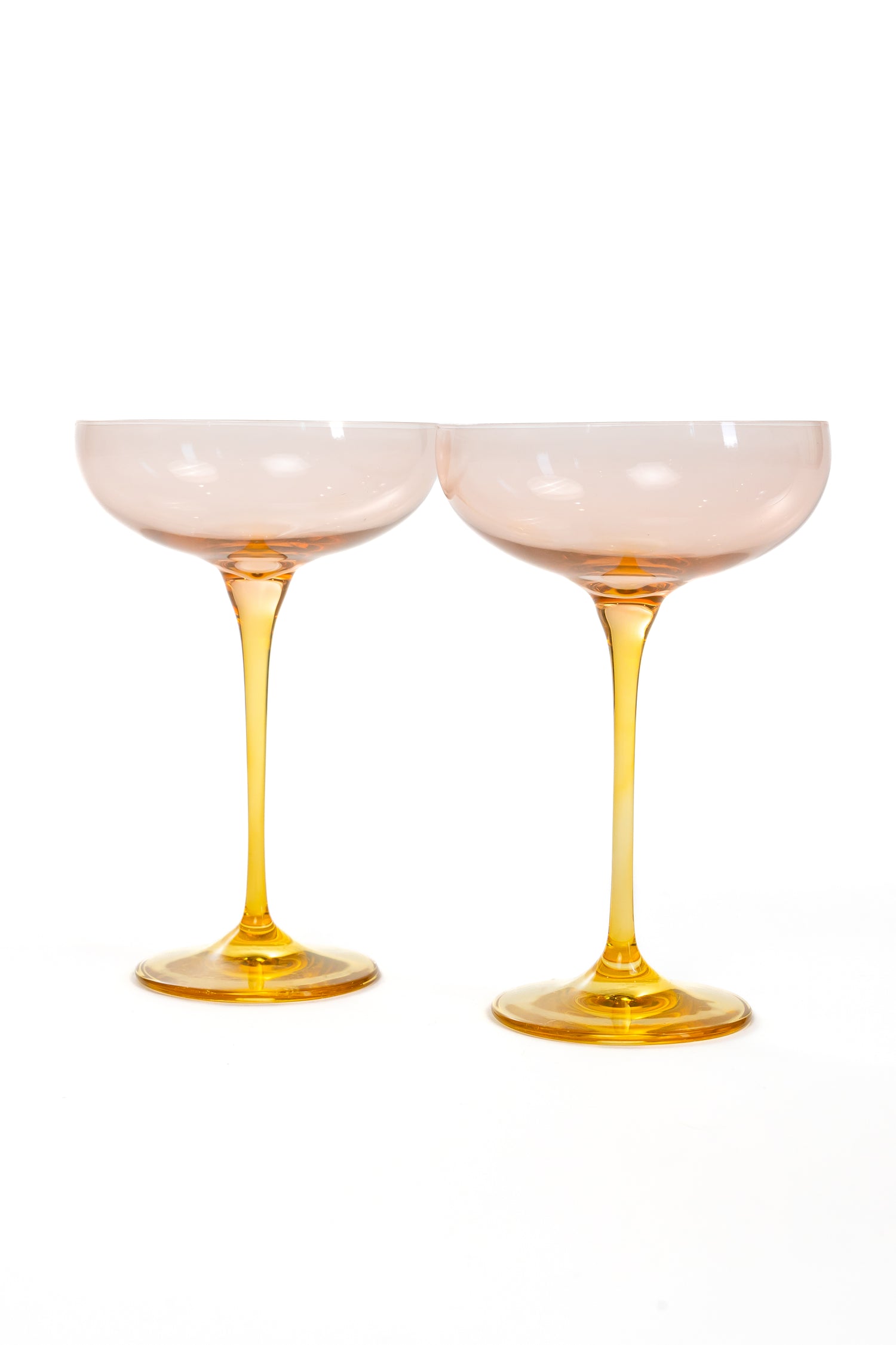 Estelle Colored Champagne Coupe - Set of 2 {Colorblock: Blush Pink + Yellow}