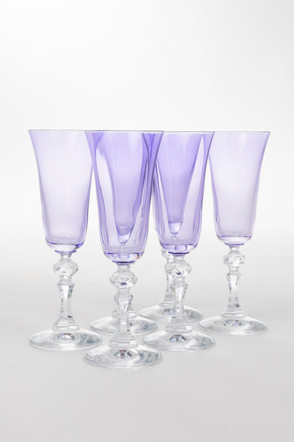 Estelle Colored Regal Flute With Clear Stem - Set of 6 {Lavender}