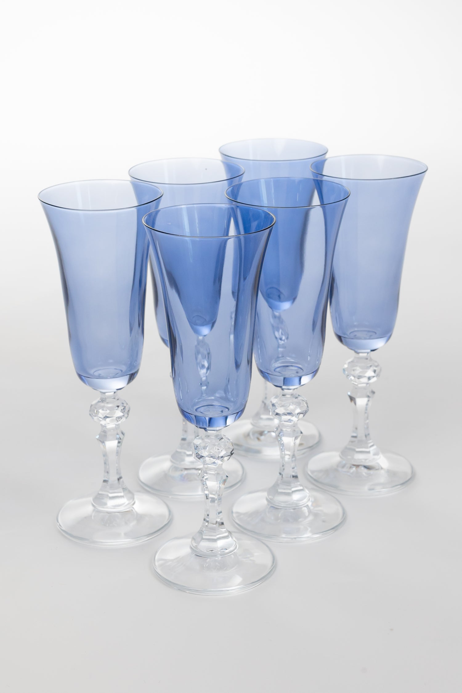 Estelle Colored Regal Flute With Clear Stem - Set of 6 {Cobalt Blue}