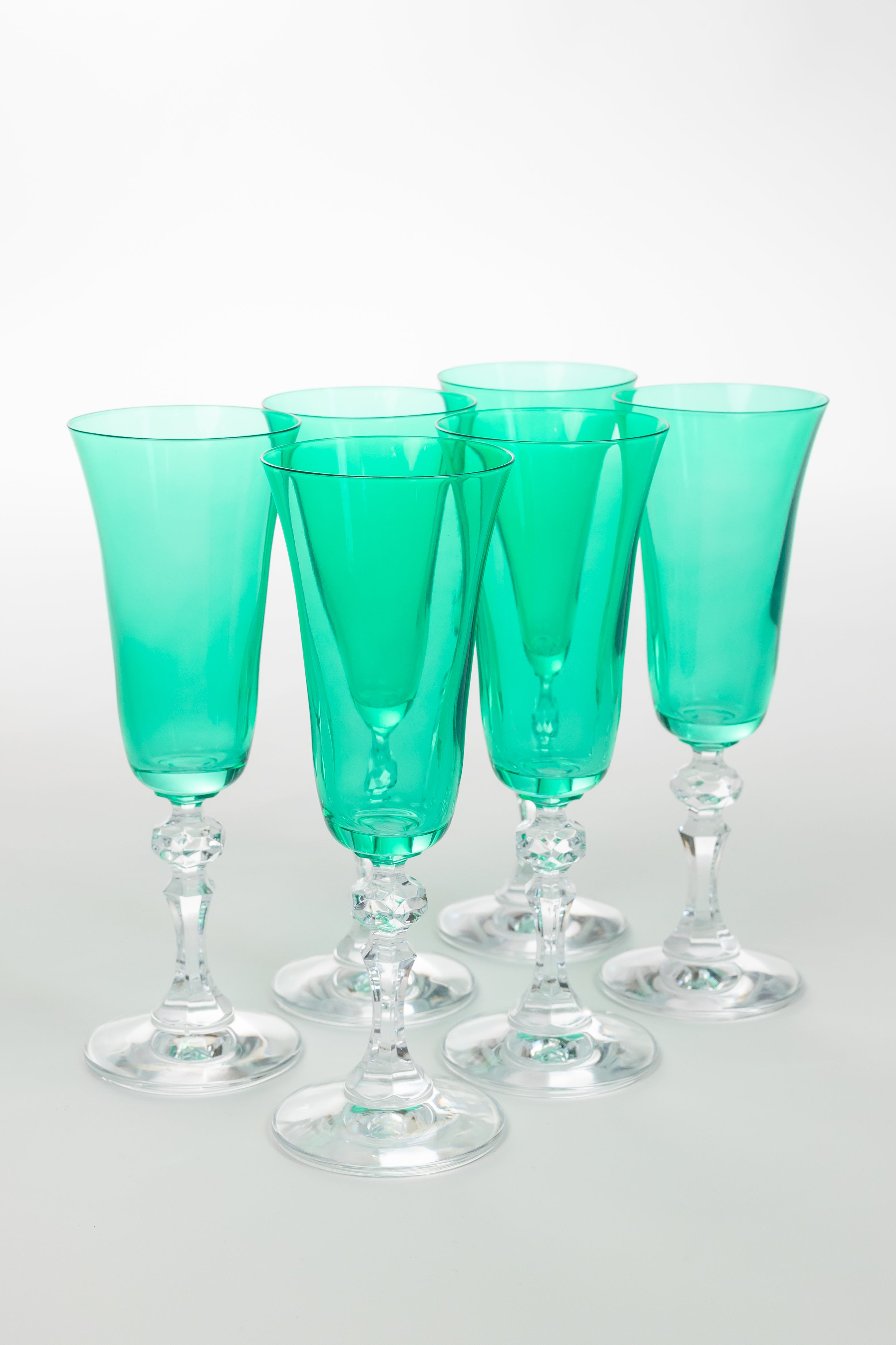 Estelle Colored Regal Flute With Clear Stem - Set of 6 {Kelly Green}