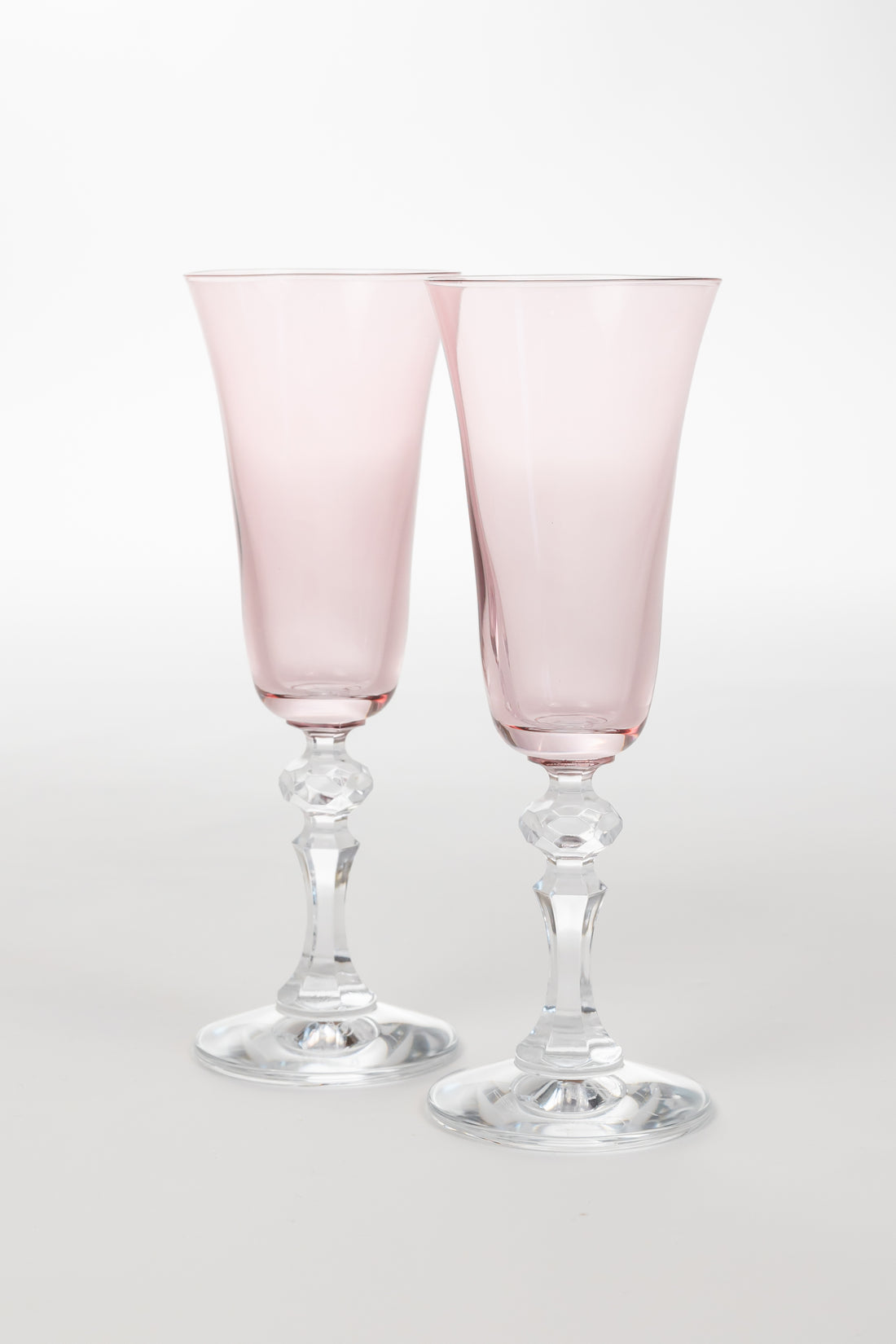 Estelle Colored Regal Flute With Clear Stem - Set of 2 {Rose}