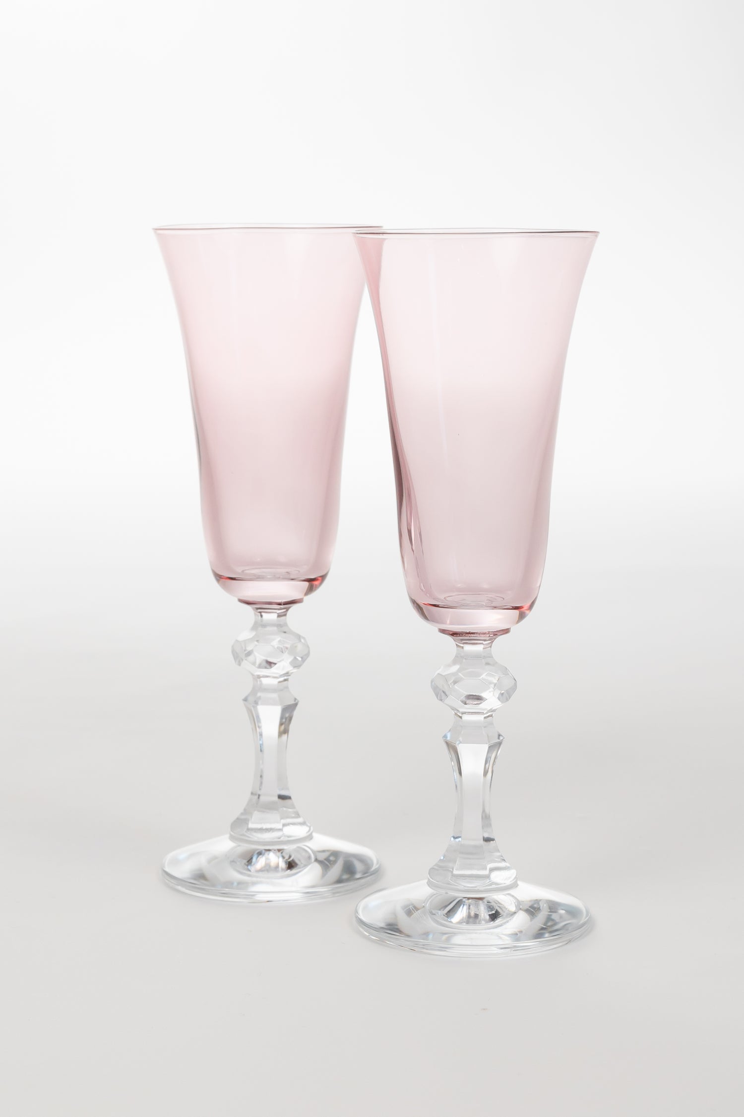 Estelle Colored Regal Flute With Clear Stem - Set of 2 {Rose}