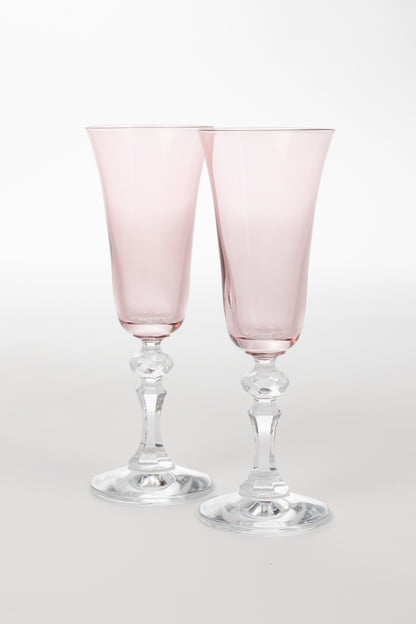 Estelle Colored Regal Flute With Clear Stem - Set of 2 {Rose}