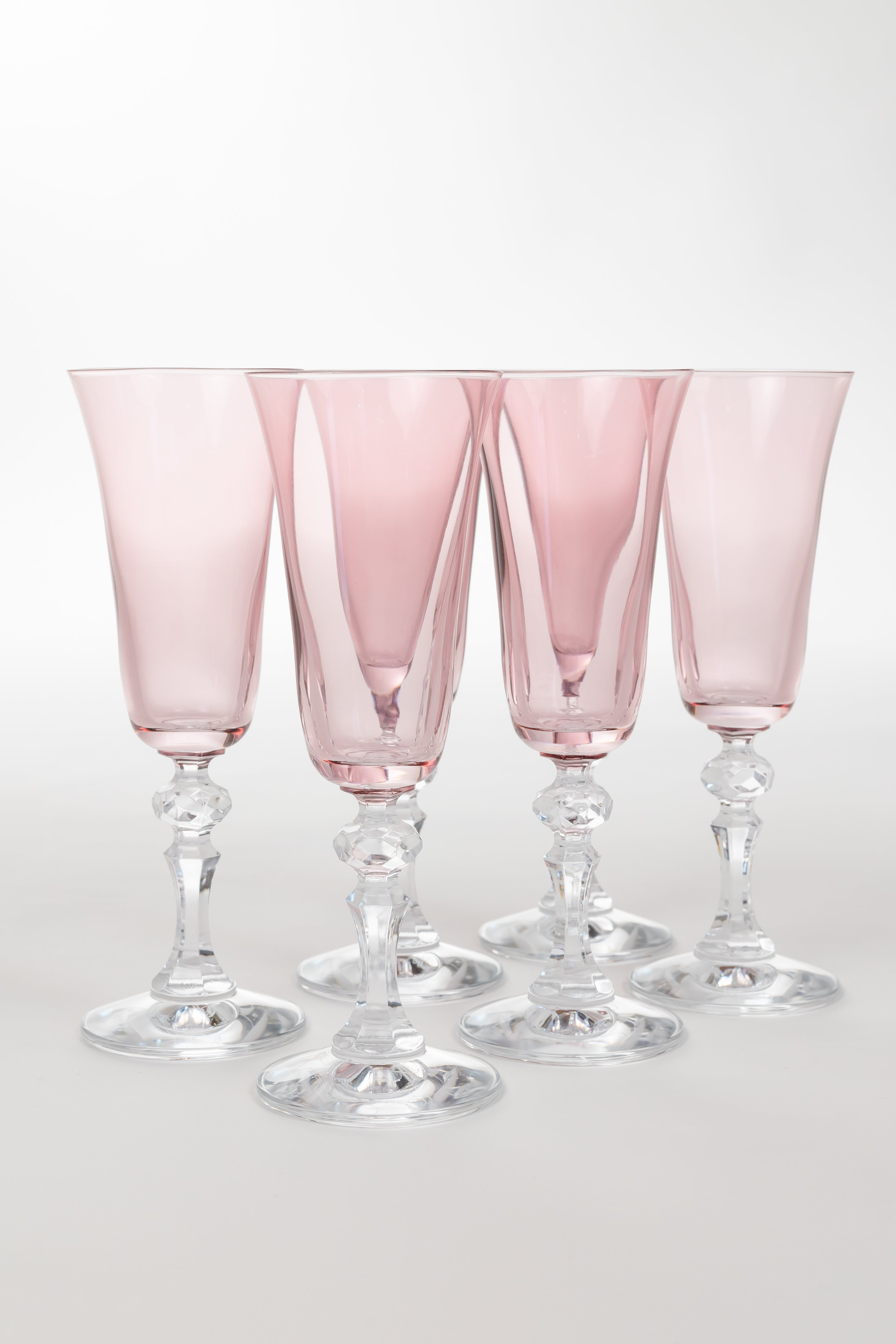 Estelle Colored Regal Flute With Clear Stem - Set of 6 {Rose}