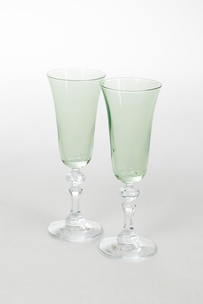 Estelle Colored Regal Flute With Clear Stem - Set of 2 {Mint Green}