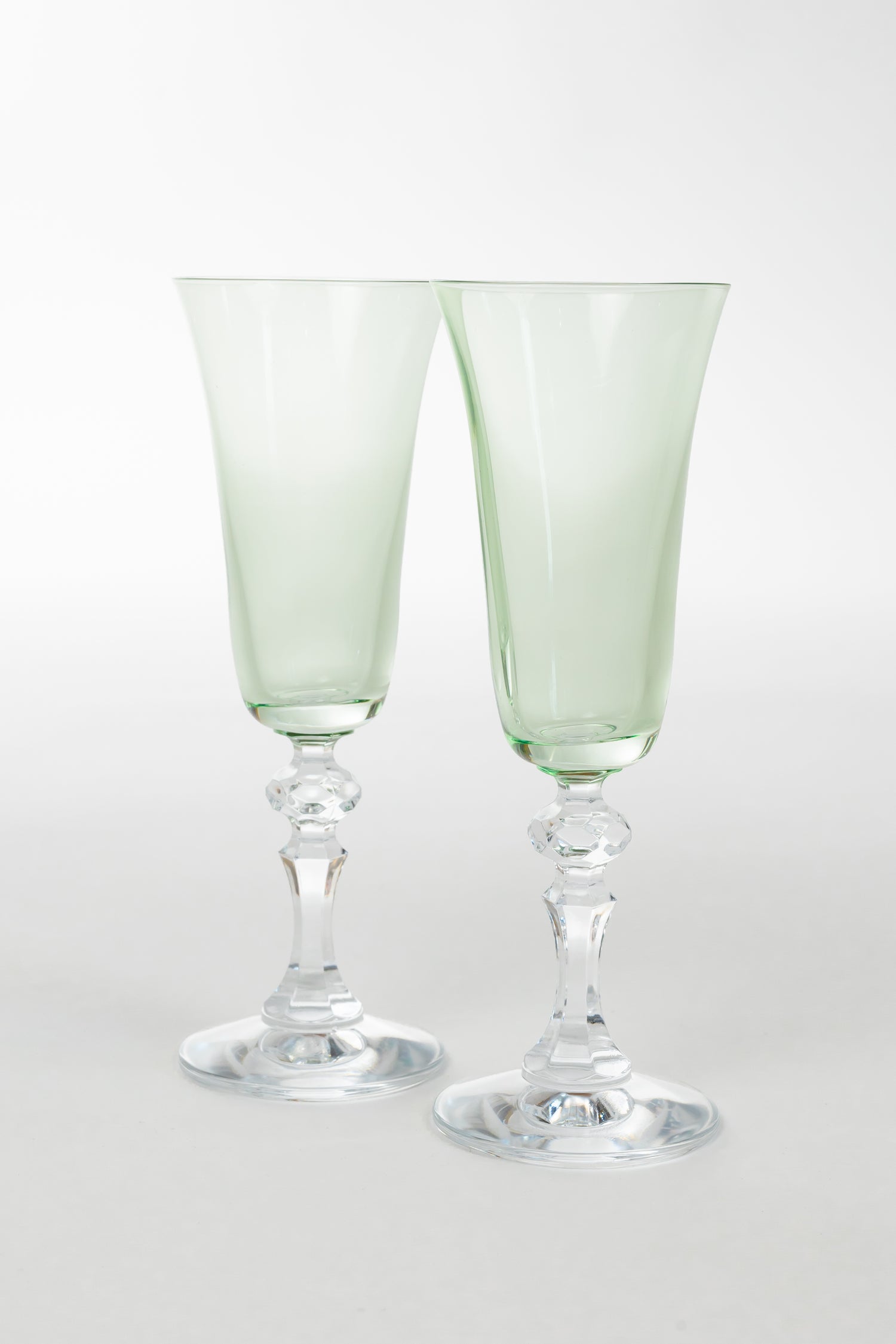 Estelle Colored Regal Flute With Clear Stem - Set of 2 {Mint Green}