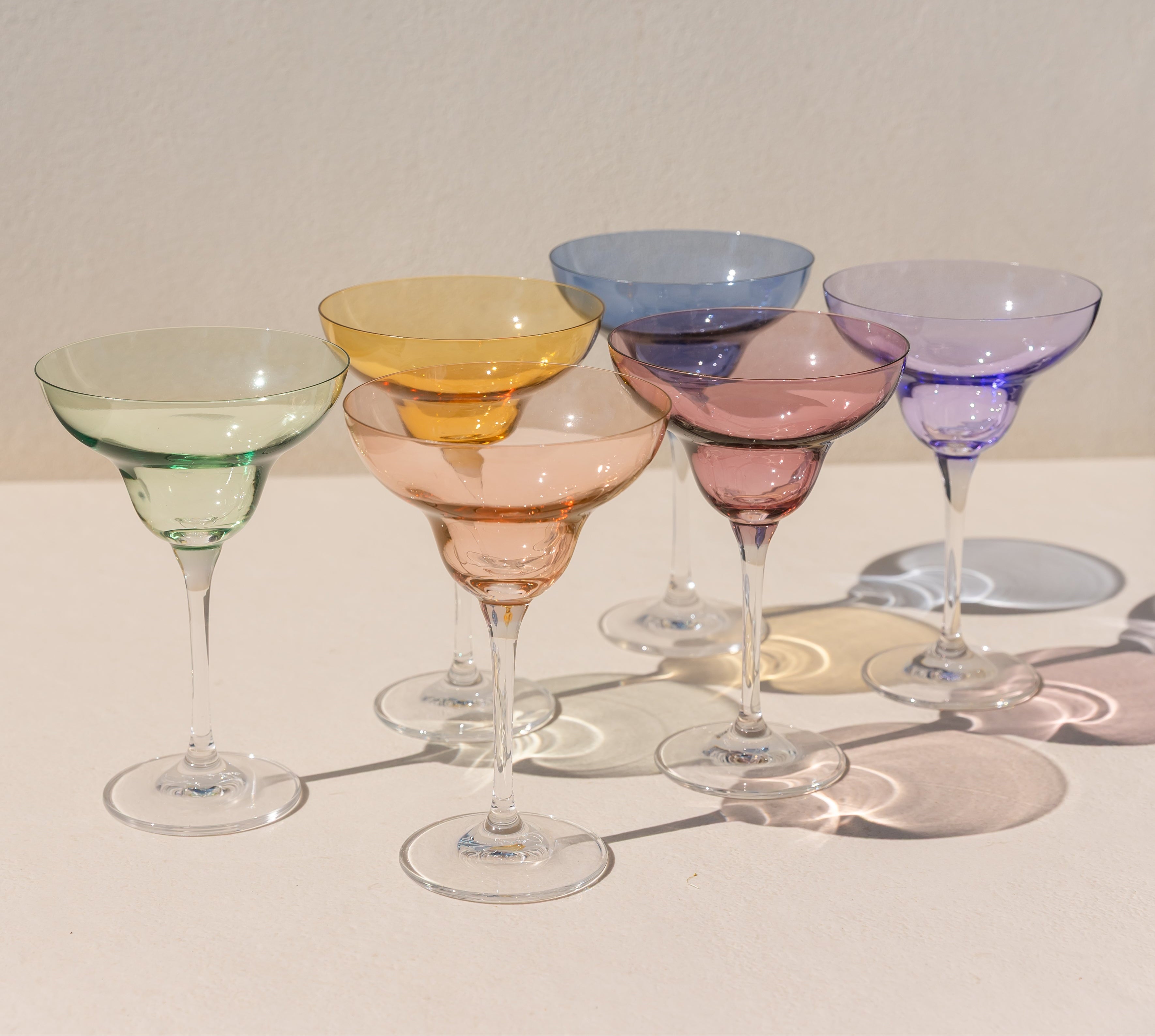 Estelle Colored Margarita Glass - Set of 6 {Pastel Mixed Set}