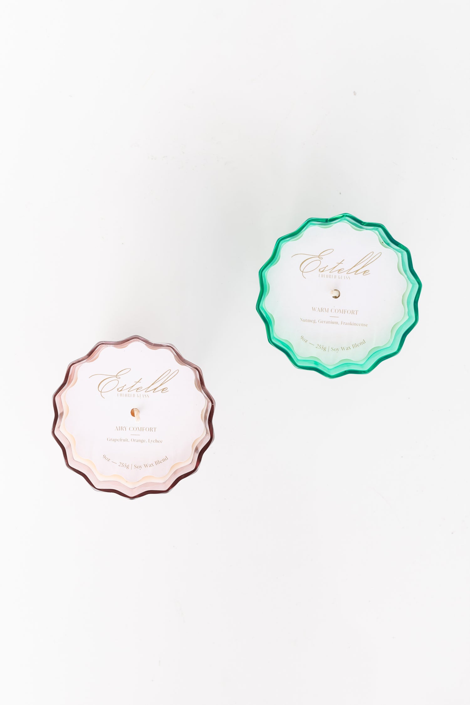 Estelle Colored Sunday Low Ball Candles  - Set of 2 {Rose + Kelly Green}