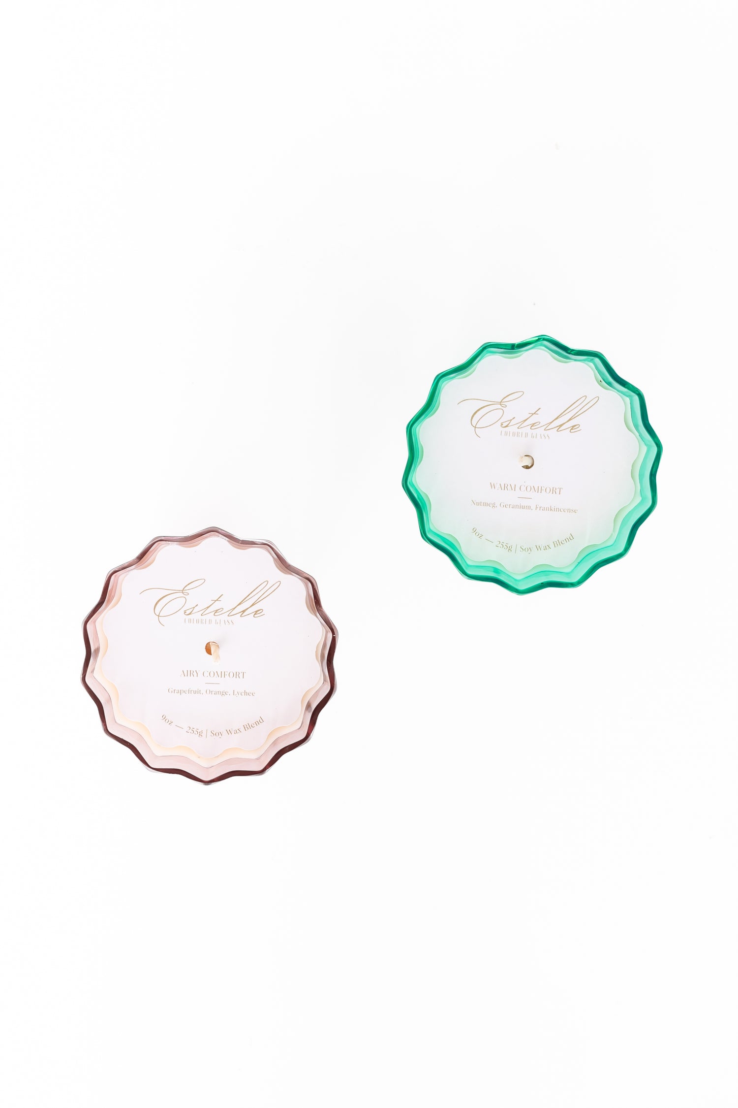 Estelle Colored Sunday Low Ball Candles  - Set of 2 {Rose + Kelly Green}