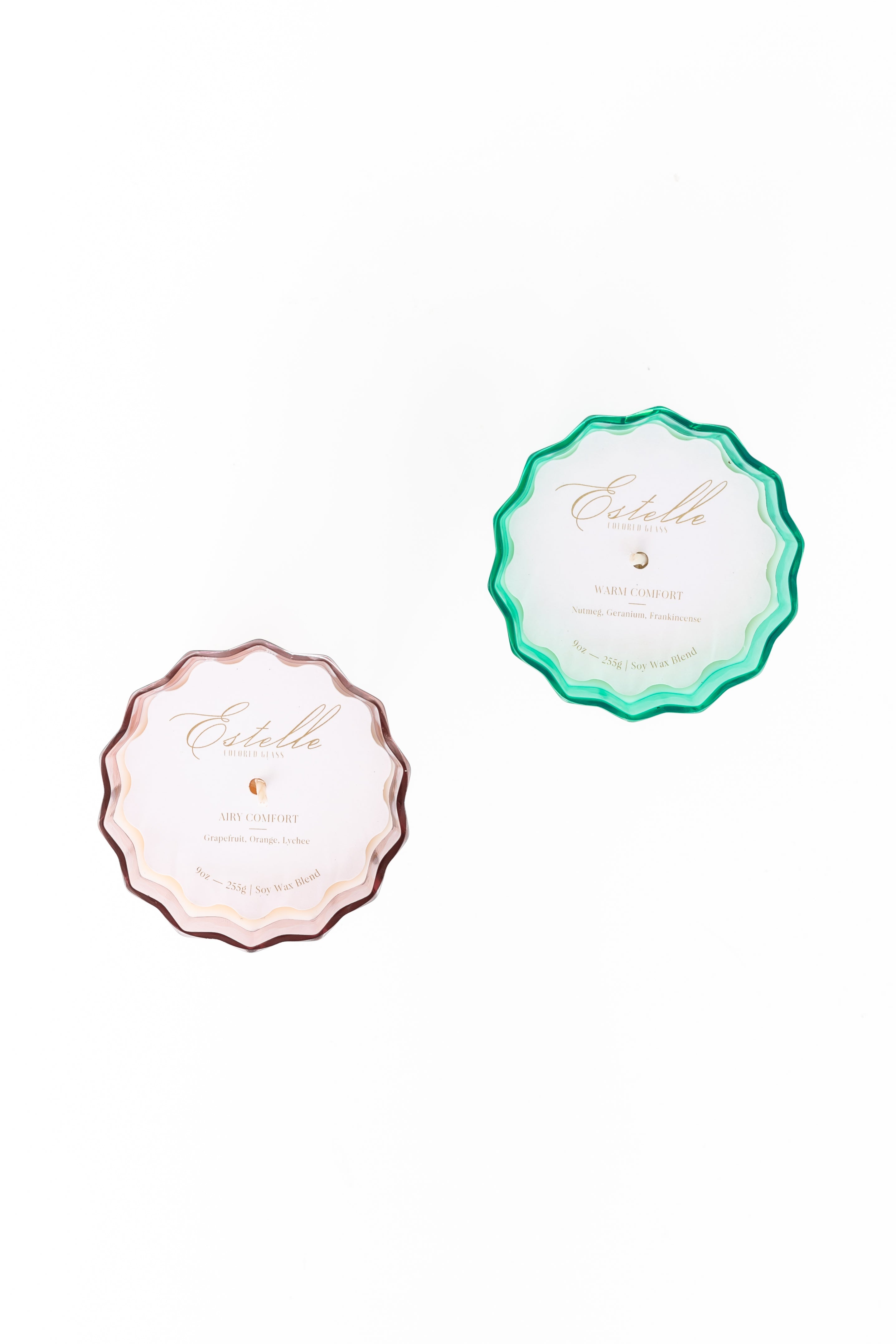 Estelle Colored Sunday Low Ball Candles  - Set of 2 {Rose + Kelly Green}