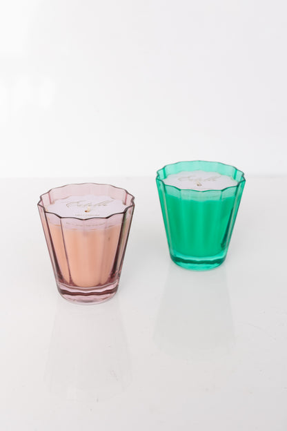 Estelle Colored Sunday Low Ball Candles  - Set of 2 {Rose + Kelly Green}