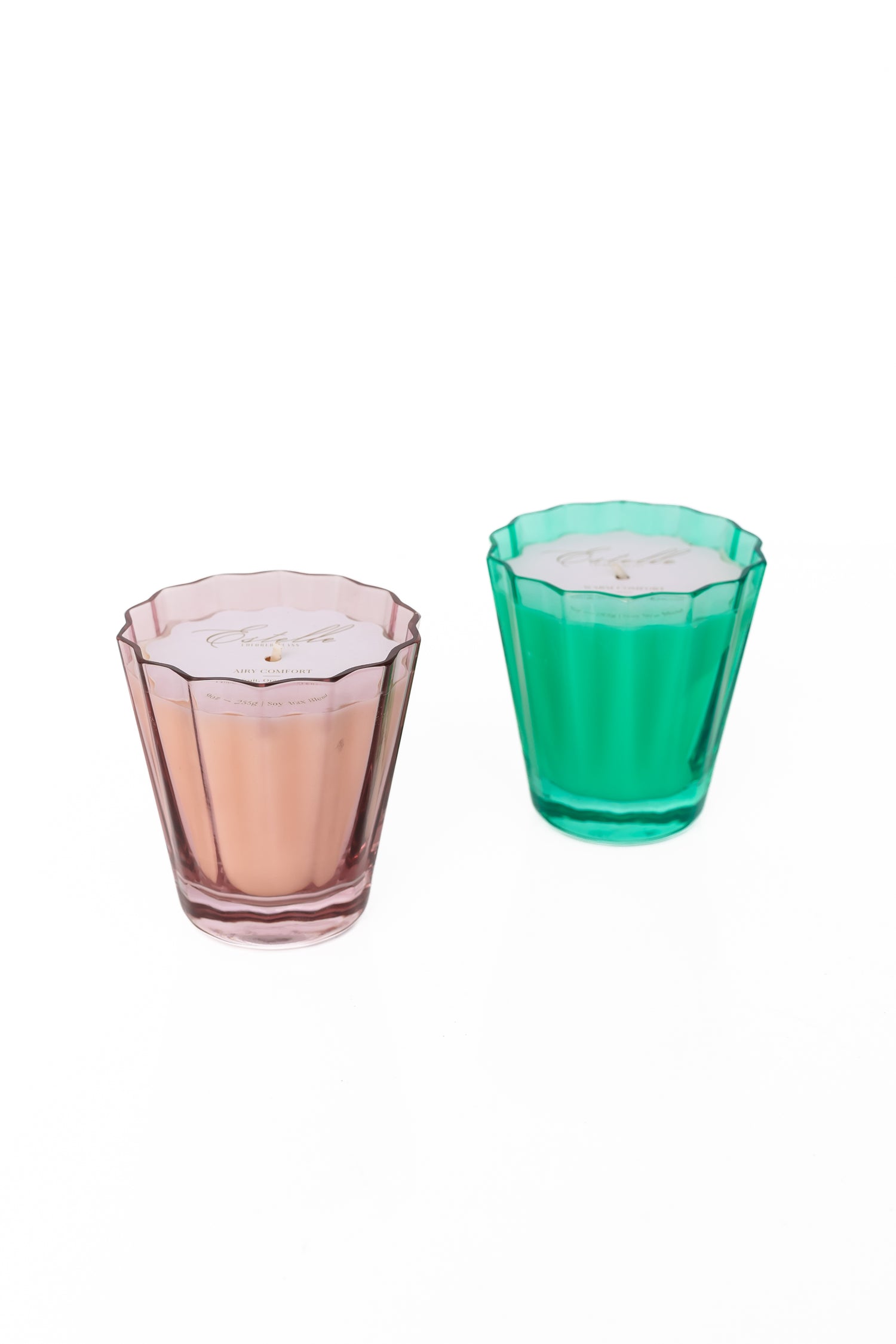 Estelle Colored Sunday Low Ball Candles  - Set of 2 {Rose + Kelly Green}