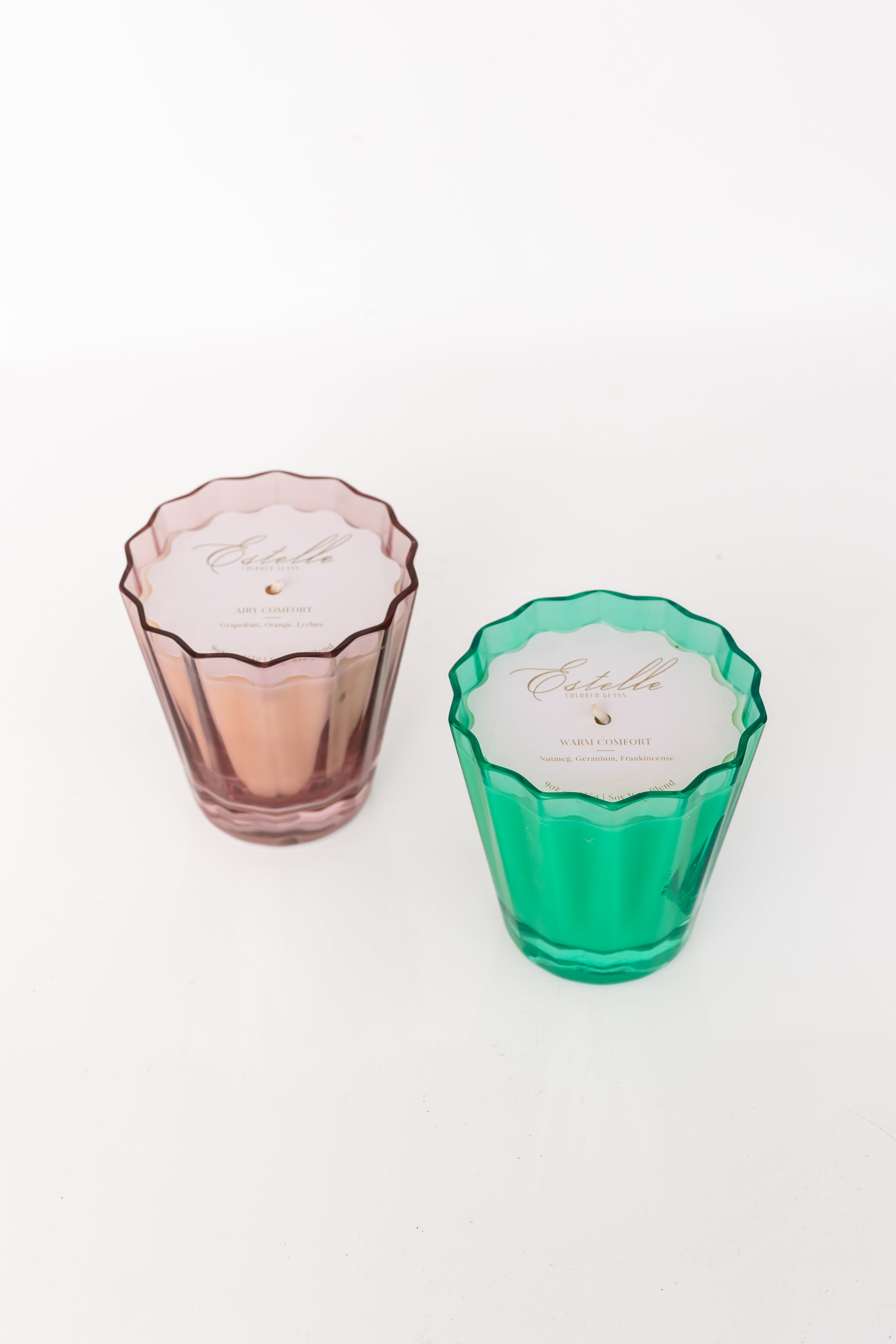 Estelle Colored Sunday Low Ball Candles  - Set of 2 {Rose + Kelly Green}