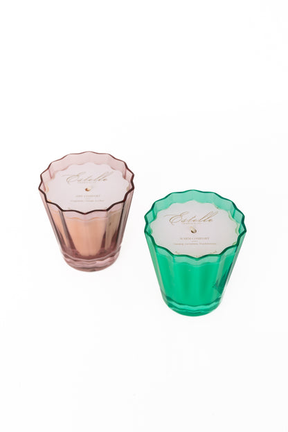 Estelle Colored Sunday Low Ball Candles  - Set of 2 {Rose + Kelly Green}