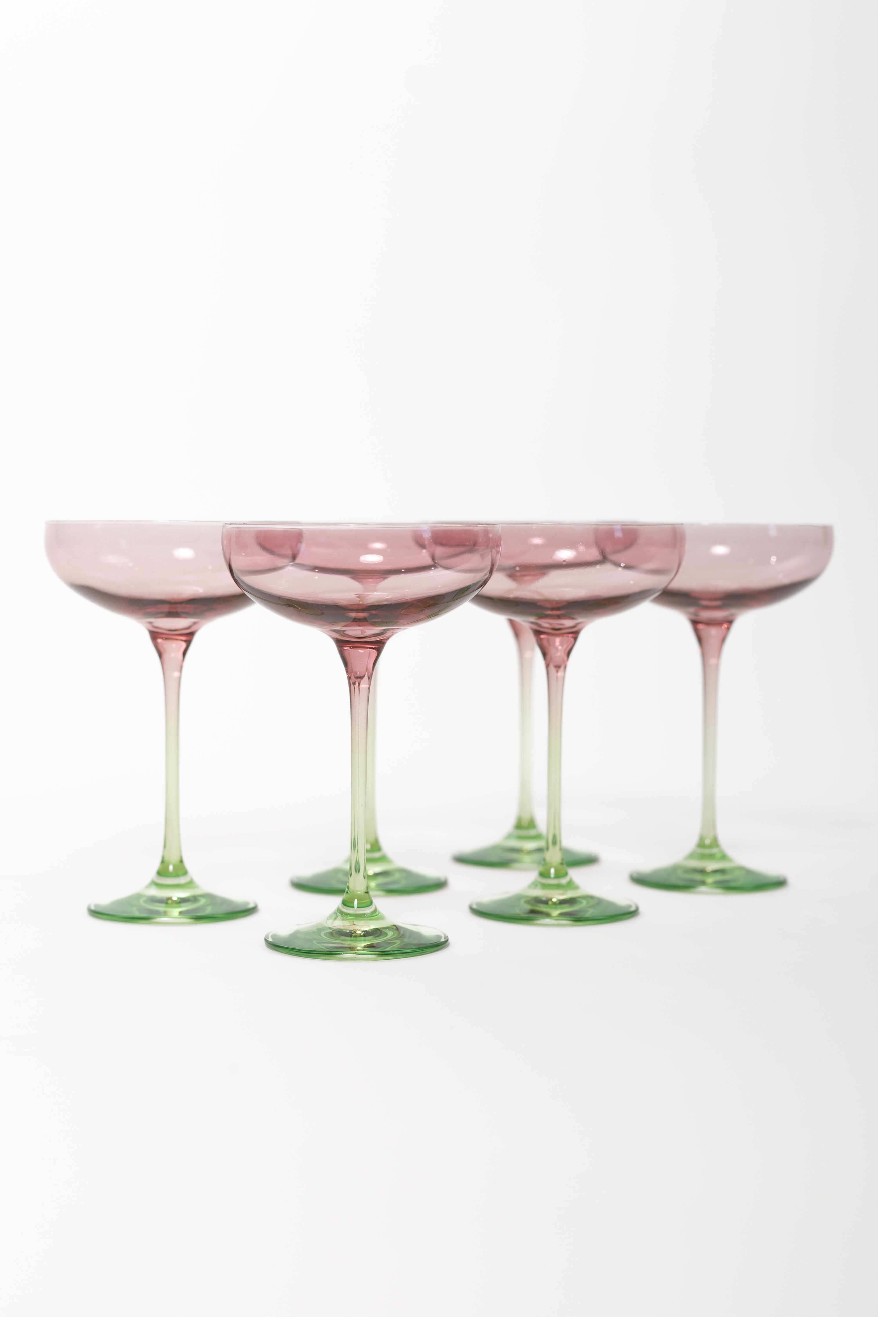 Estelle Colored Champagne Coupe - Set of 6 {Colorblock: Rose + Mint Green}