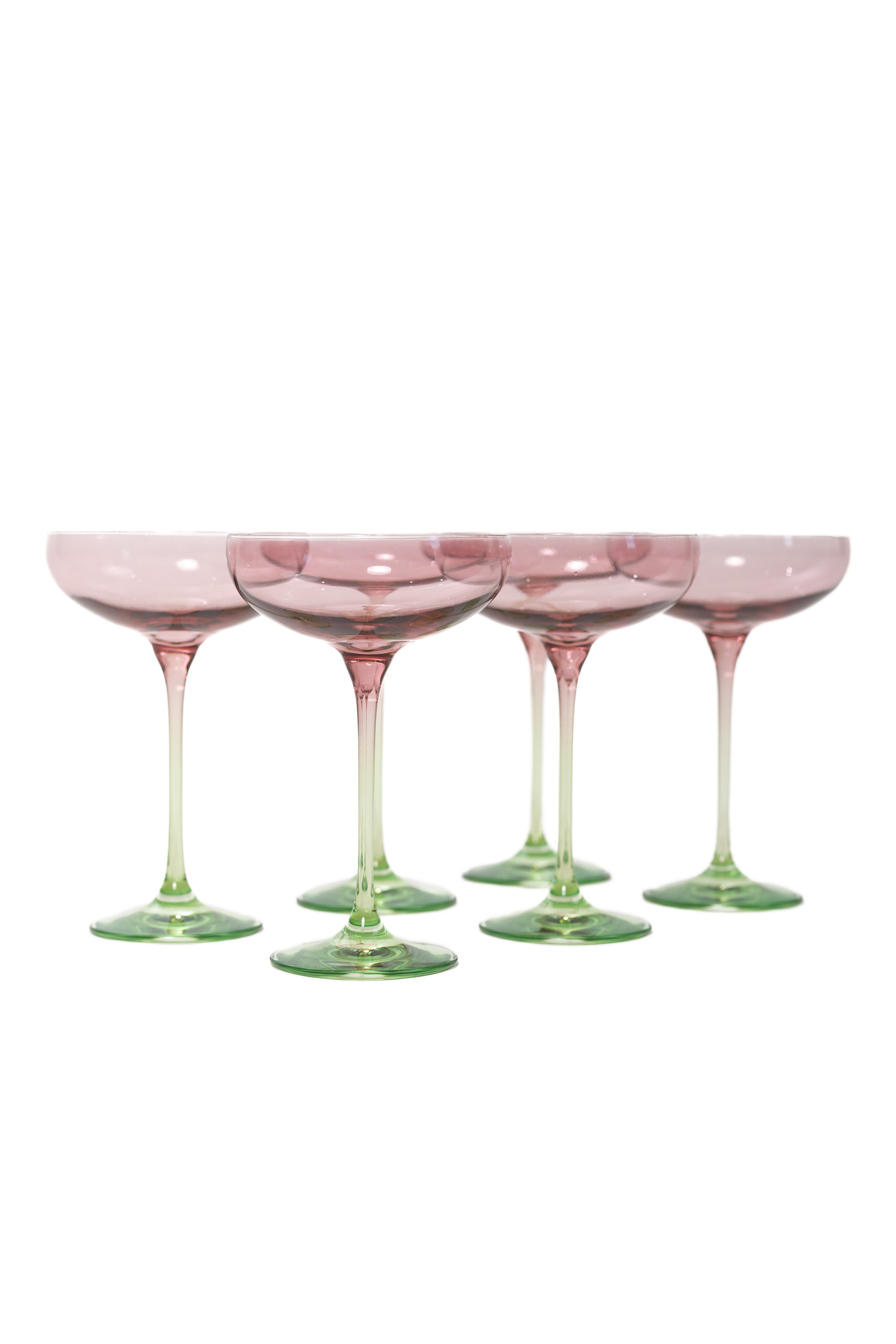 Estelle Colored Champagne Coupe - Set of 6 {Colorblock: Rose + Mint Green}