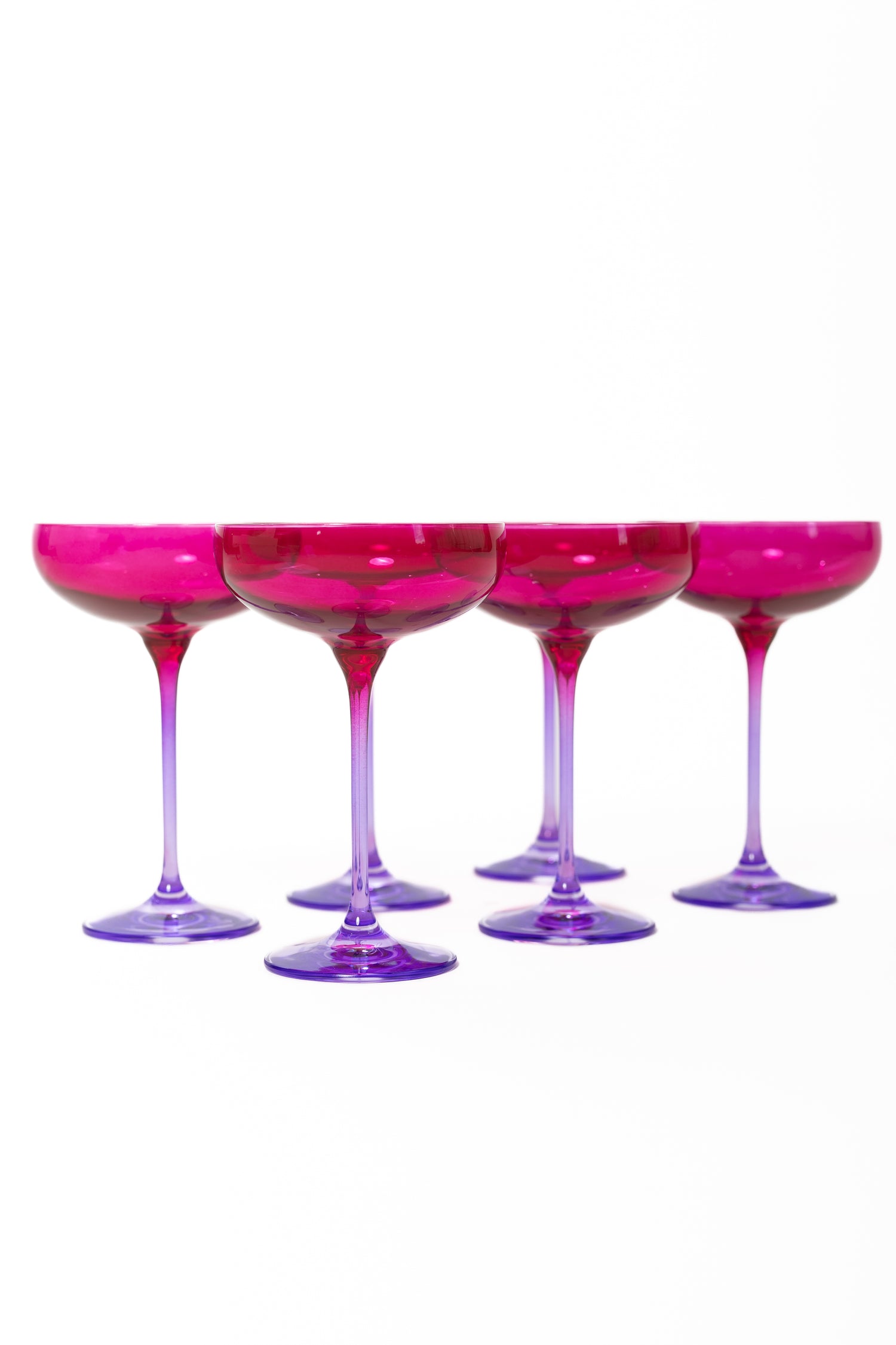 Estelle Colored Champagne Coupe - Set of 6 {Colorblock: Fuchsia + Lavender}