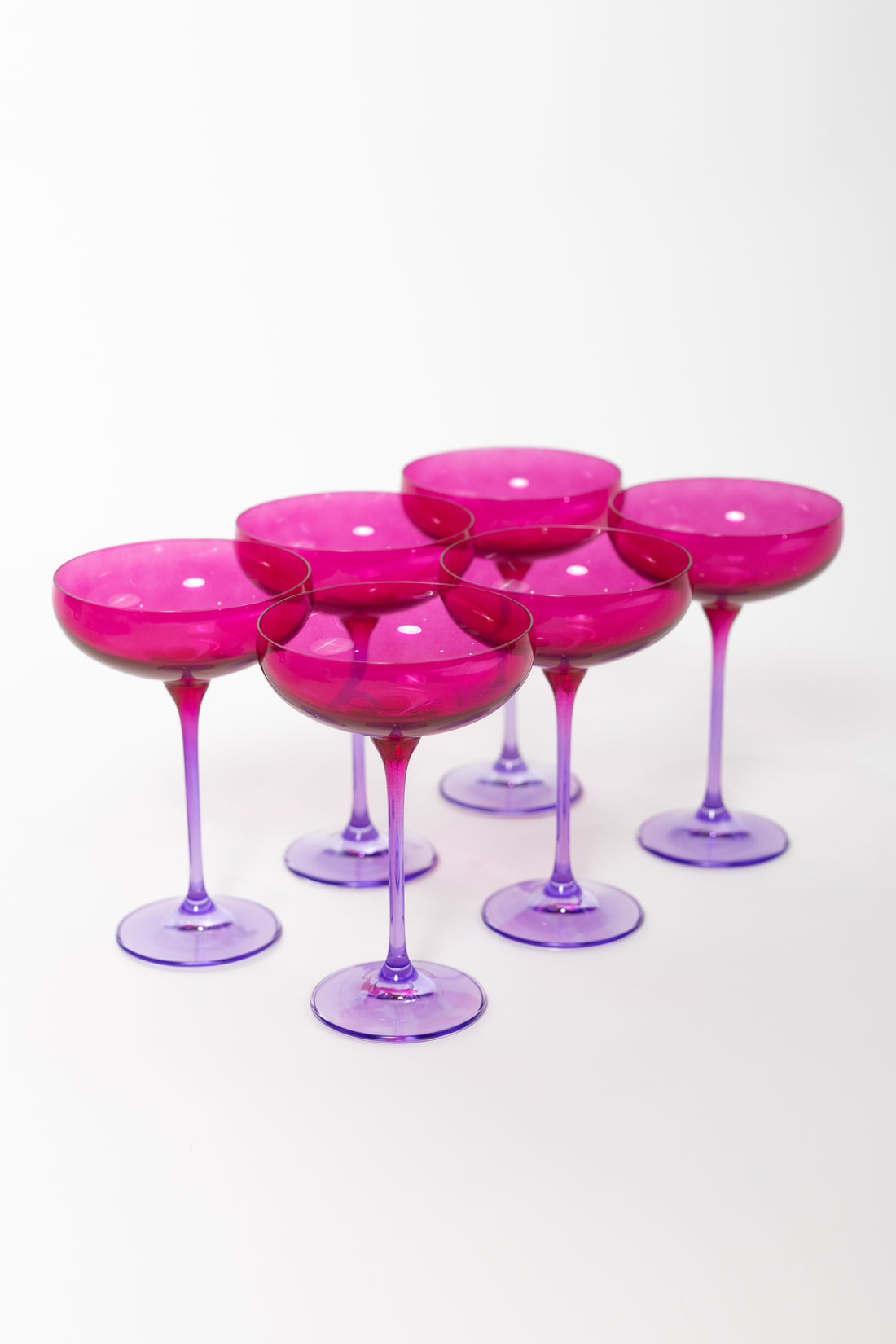 Estelle Colored Champagne Coupe - Set of 6 {Colorblock: Fuchsia + Lavender}