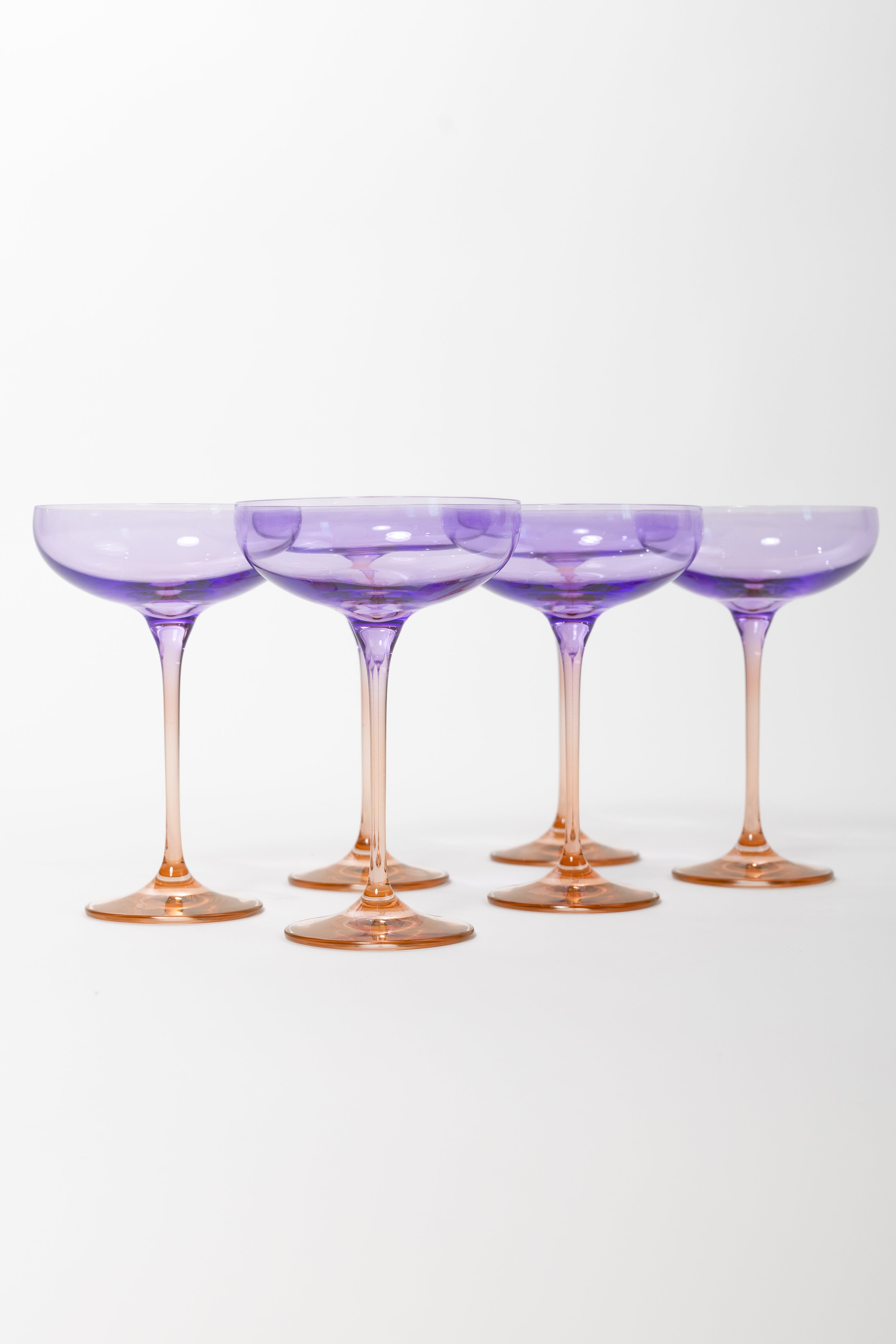 Estelle Colored Champagne Coupe - Set of 6 {Colorblock: Lavender + Blush Pink}