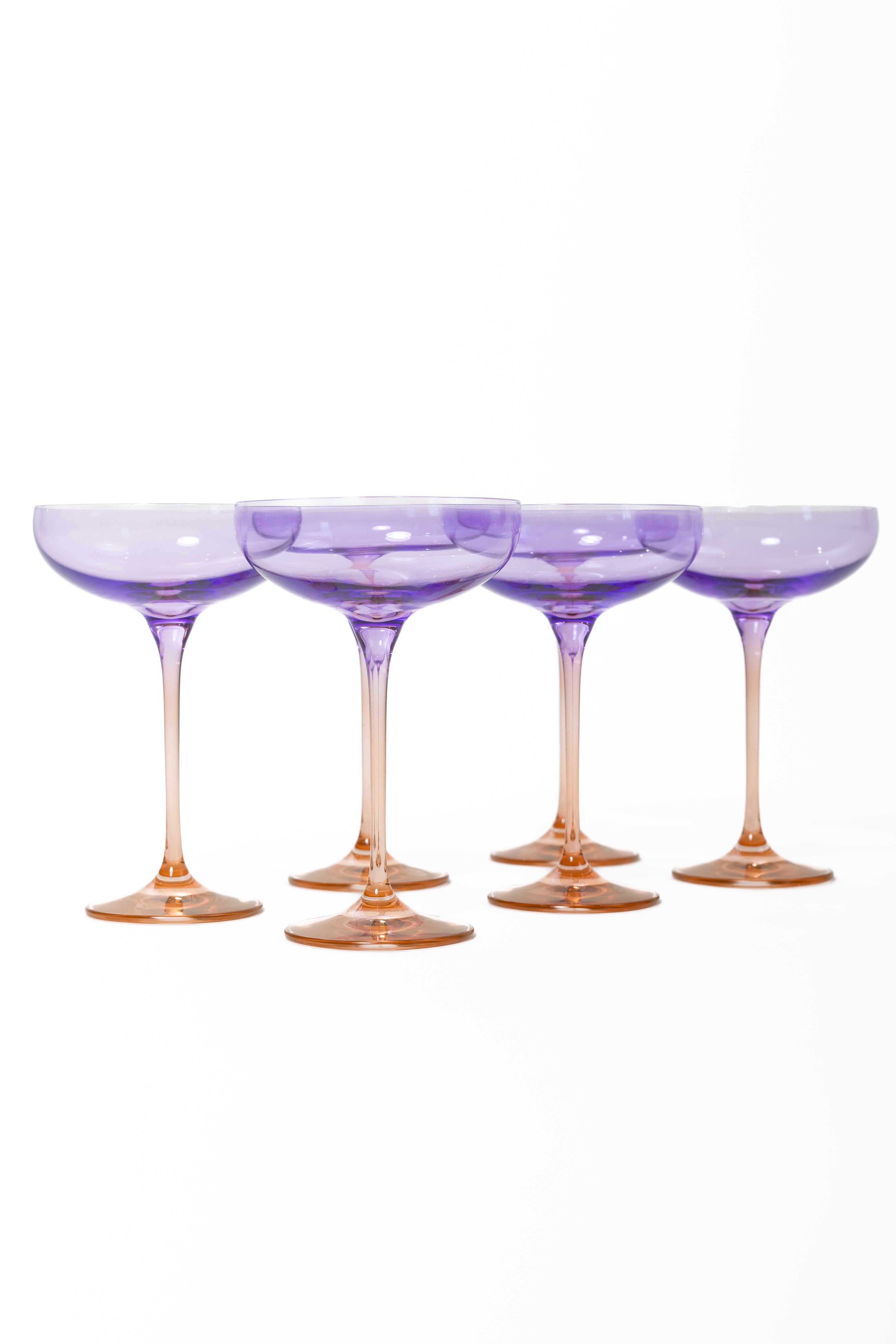 Estelle Colored Champagne Coupe - Set of 6 {Colorblock: Lavender + Blush Pink}