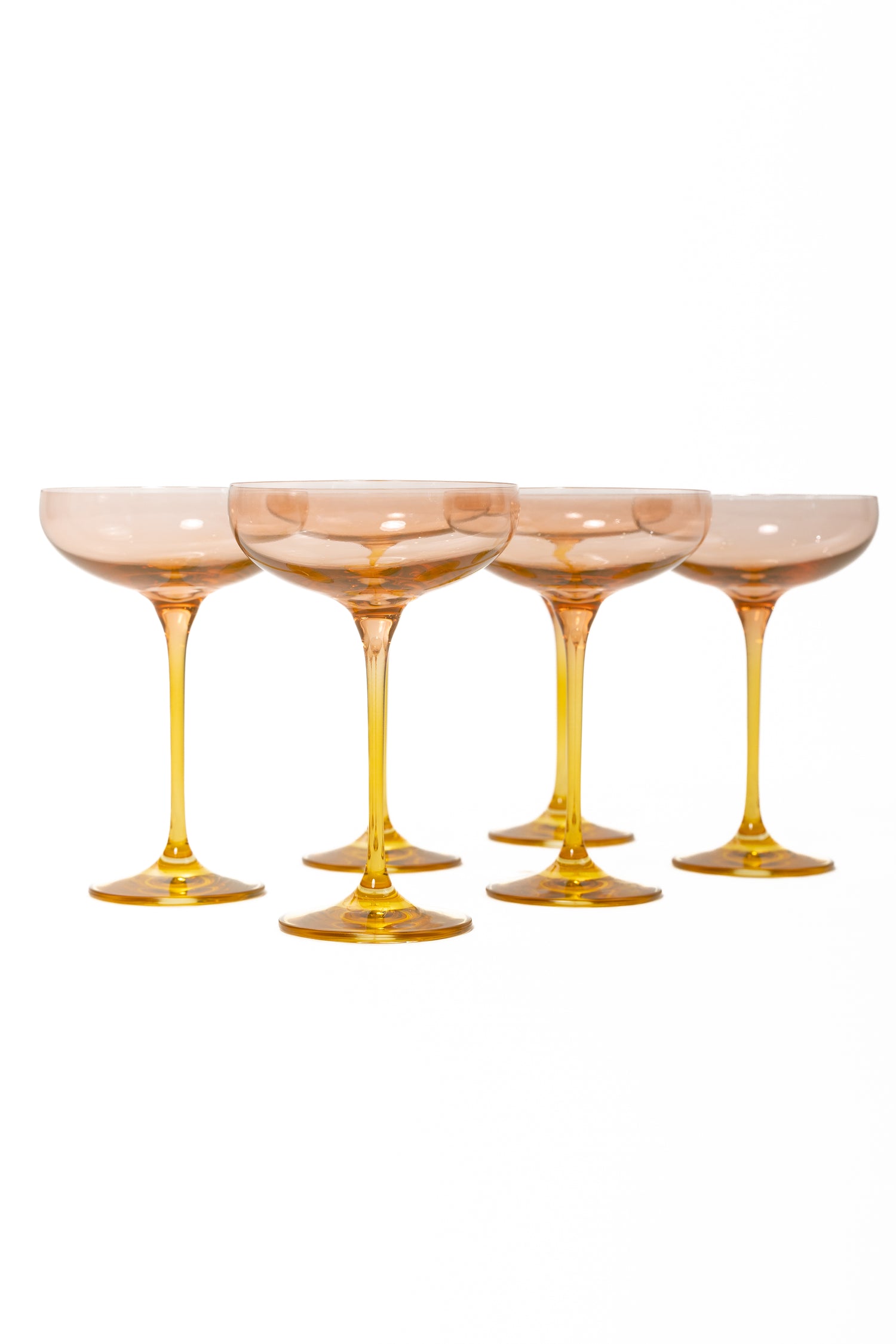 Estelle Colored Champagne Coupe - Set of 6 {Colorblock: Blush Pink + Yellow}