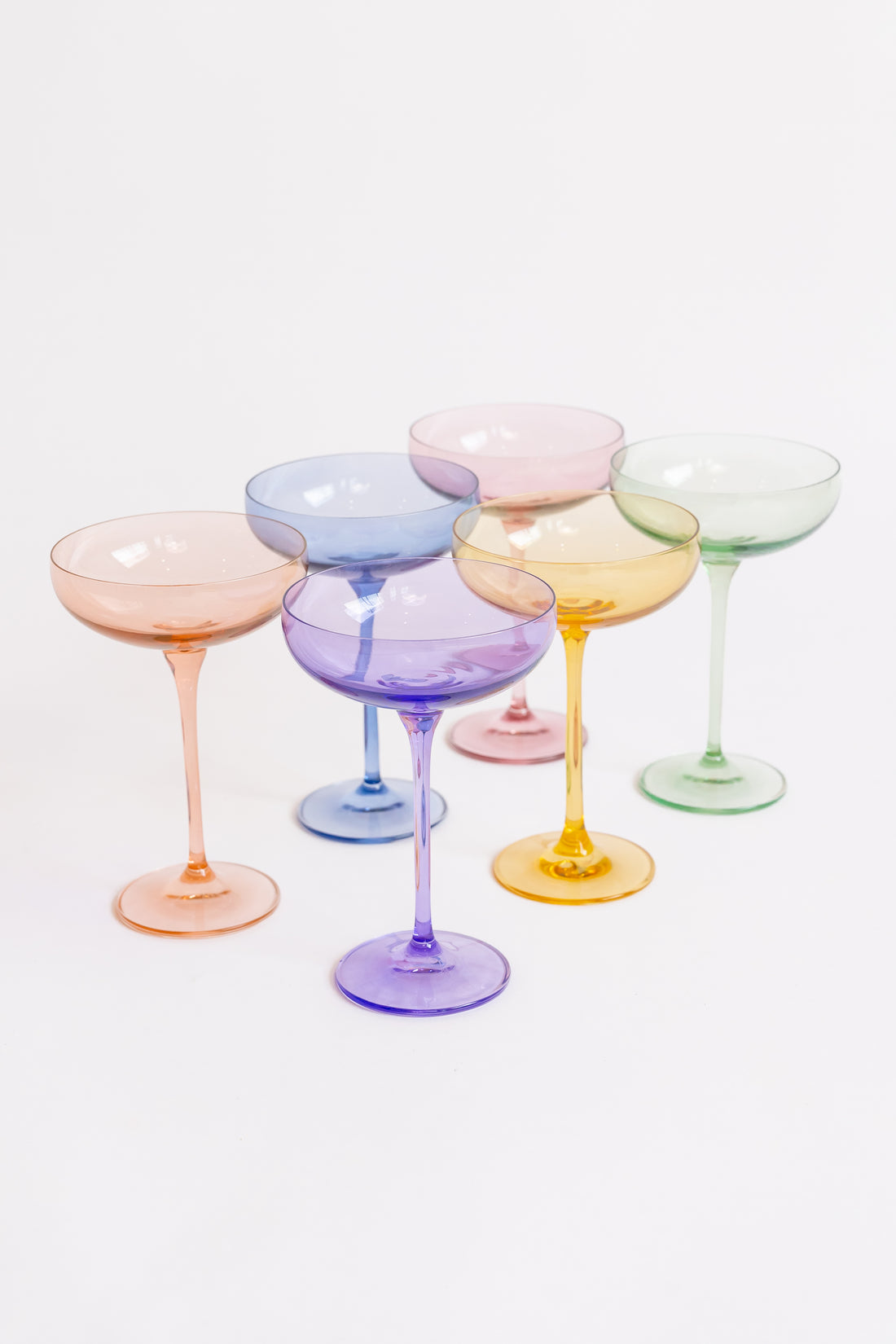 Estelle Colored Champagne Coupe Stemware - Set of 6 {Pastel Mixed Set}