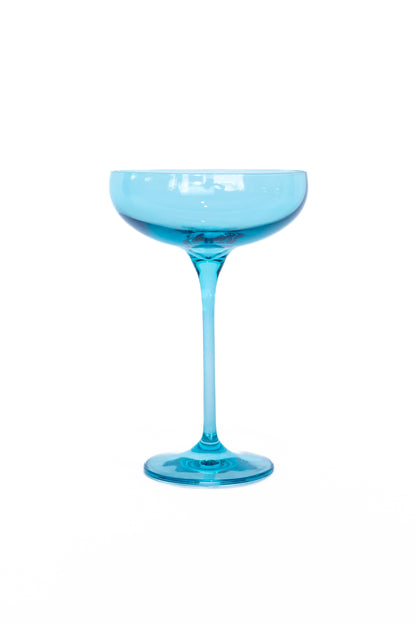 Estelle Colored Champagne Coupe Stemware - Set of 6 {Ocean Blue}