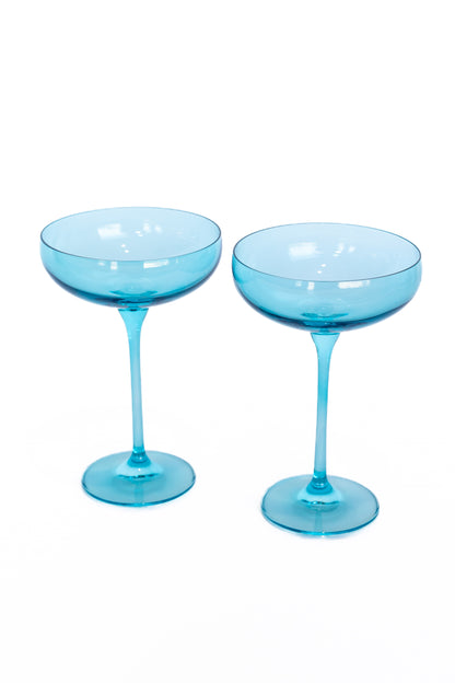 Estelle Colored Champagne Coupe Stemware - Set of 2 {Ocean Blue}