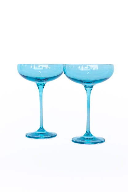 Estelle Colored Champagne Coupe Stemware - Set of 2 {Ocean Blue}