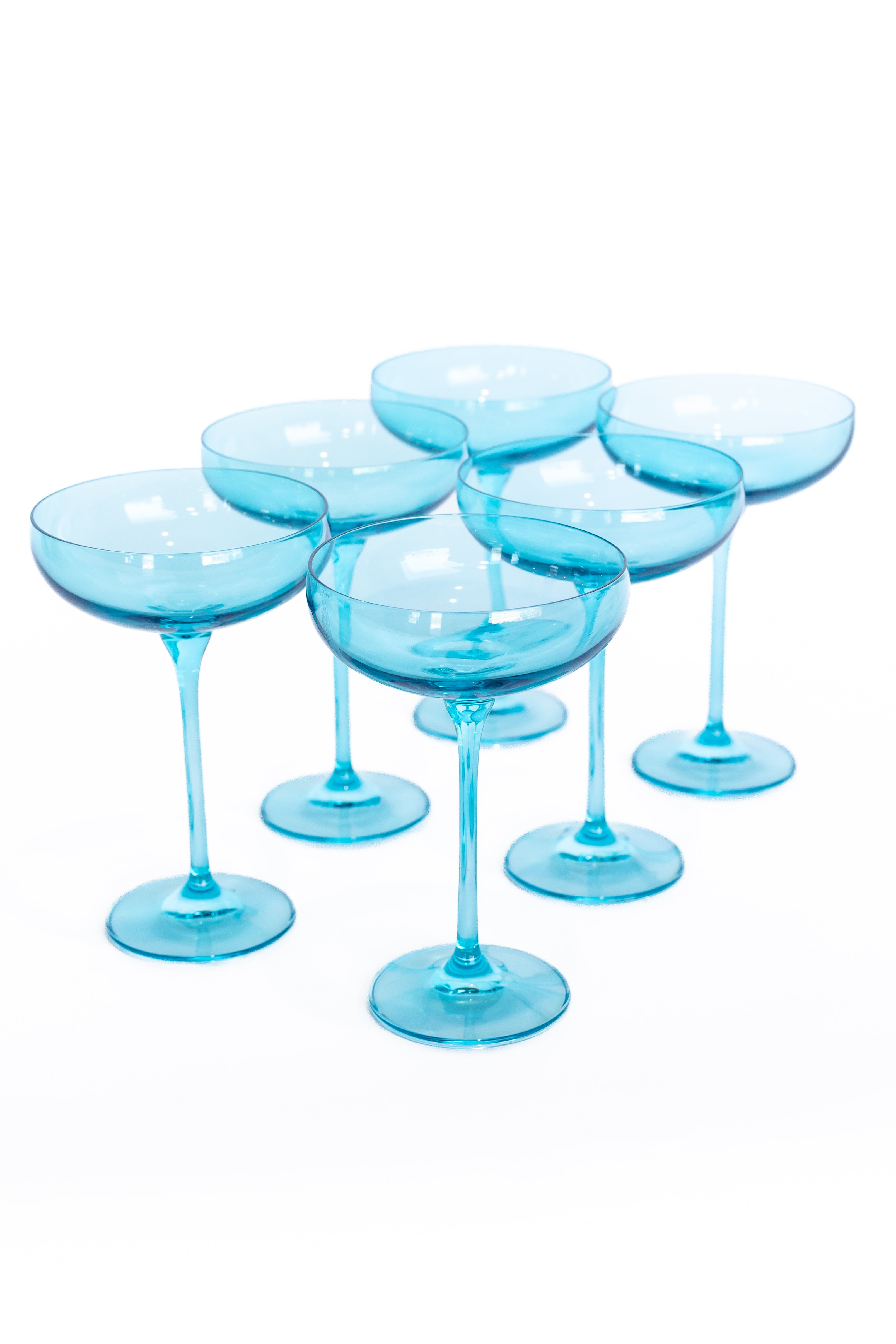 Estelle Colored Champagne Coupe Stemware - Set of 6 {Ocean Blue}