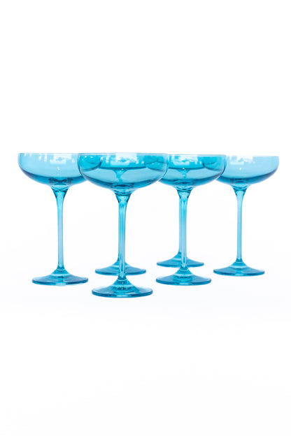 Estelle Colored Champagne Coupe Stemware - Set of 6 {Ocean Blue}