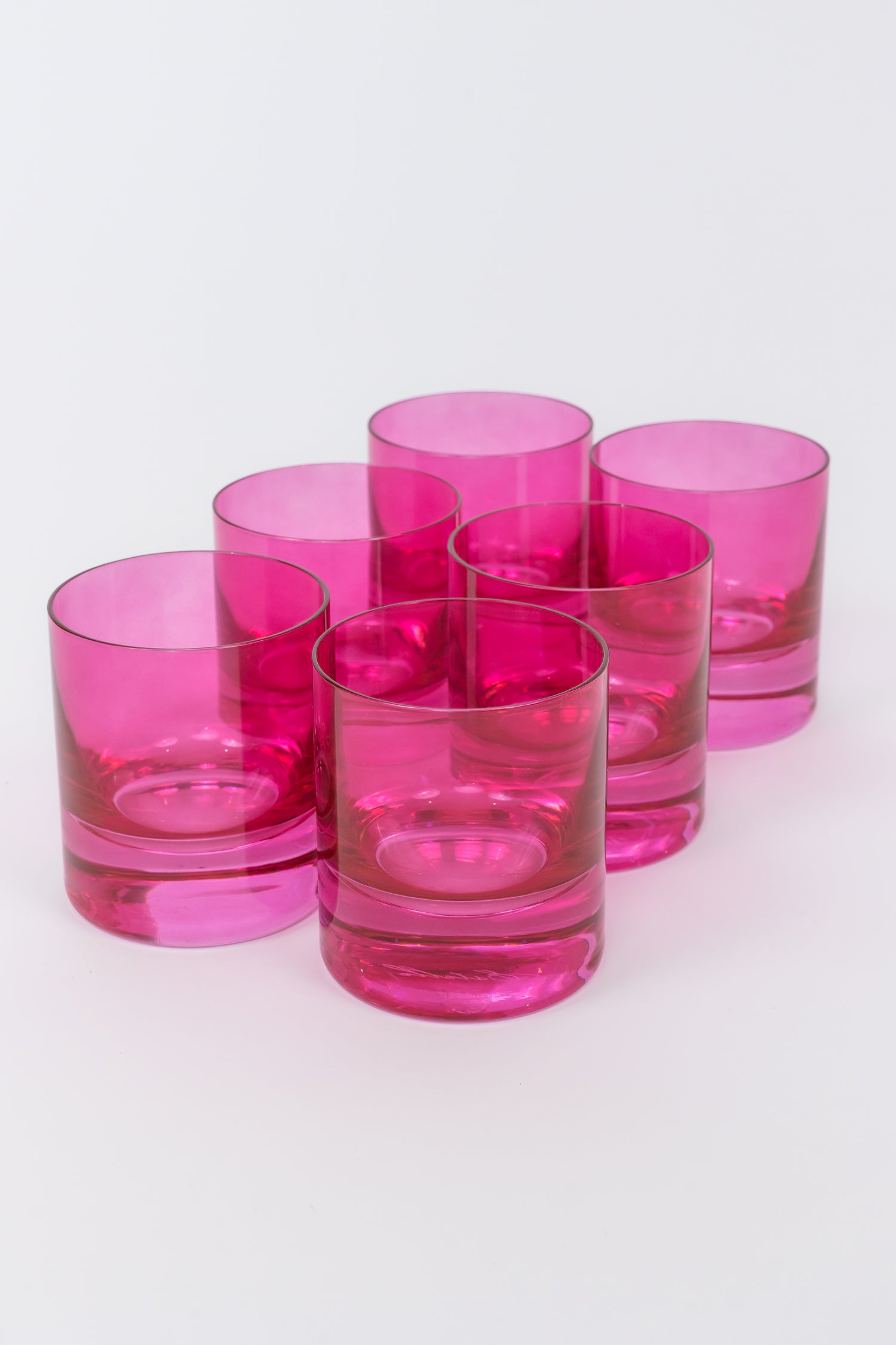 Estelle Colored Rocks Glass - Set of 6 {Fuchsia}