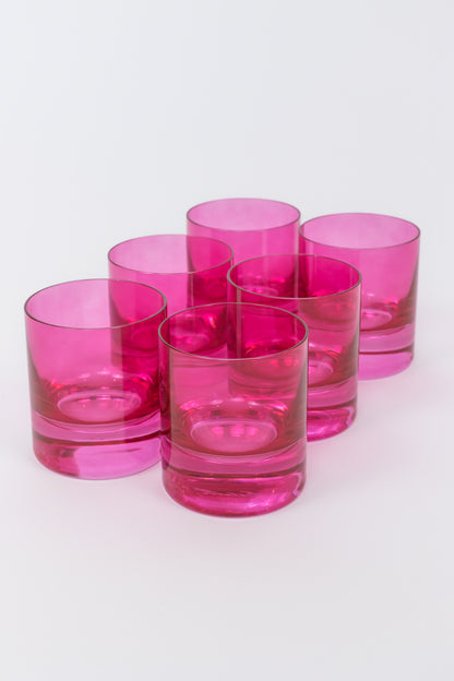 Estelle Colored Rocks Glass - Set of 6 {Fuchsia}