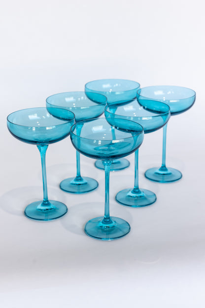 Estelle Colored Champagne Coupe Stemware - Set of 6 {Ocean Blue}