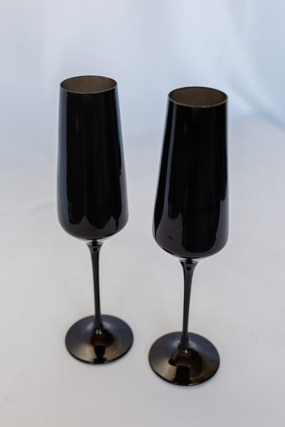 Estelle Colored Champagne Flute - Set of 6 {Black}