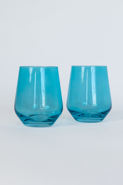 Estelle Colored Wine Stemless - Set of 2 {Ocean Blue}