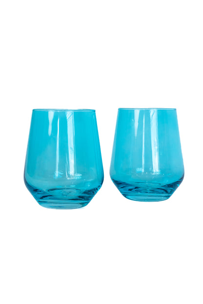 Estelle Colored Wine Stemless - Set of 2 {Ocean Blue}