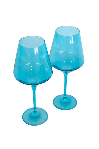 Estelle Colored Wine Stemware - Set of 2 {Ocean Blue}