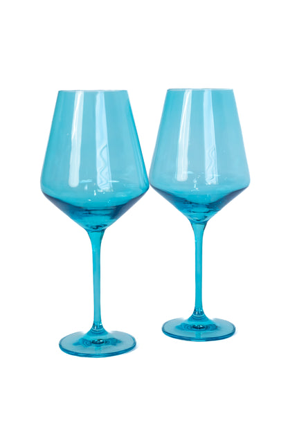 Estelle Colored Wine Stemware - Set of 2 {Ocean Blue}