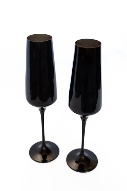 Estelle Colored Champagne Flute - Set of 6 {Black}