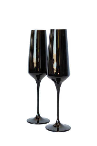 Estelle Colored Champagne Flute - Set of 6 {Black}