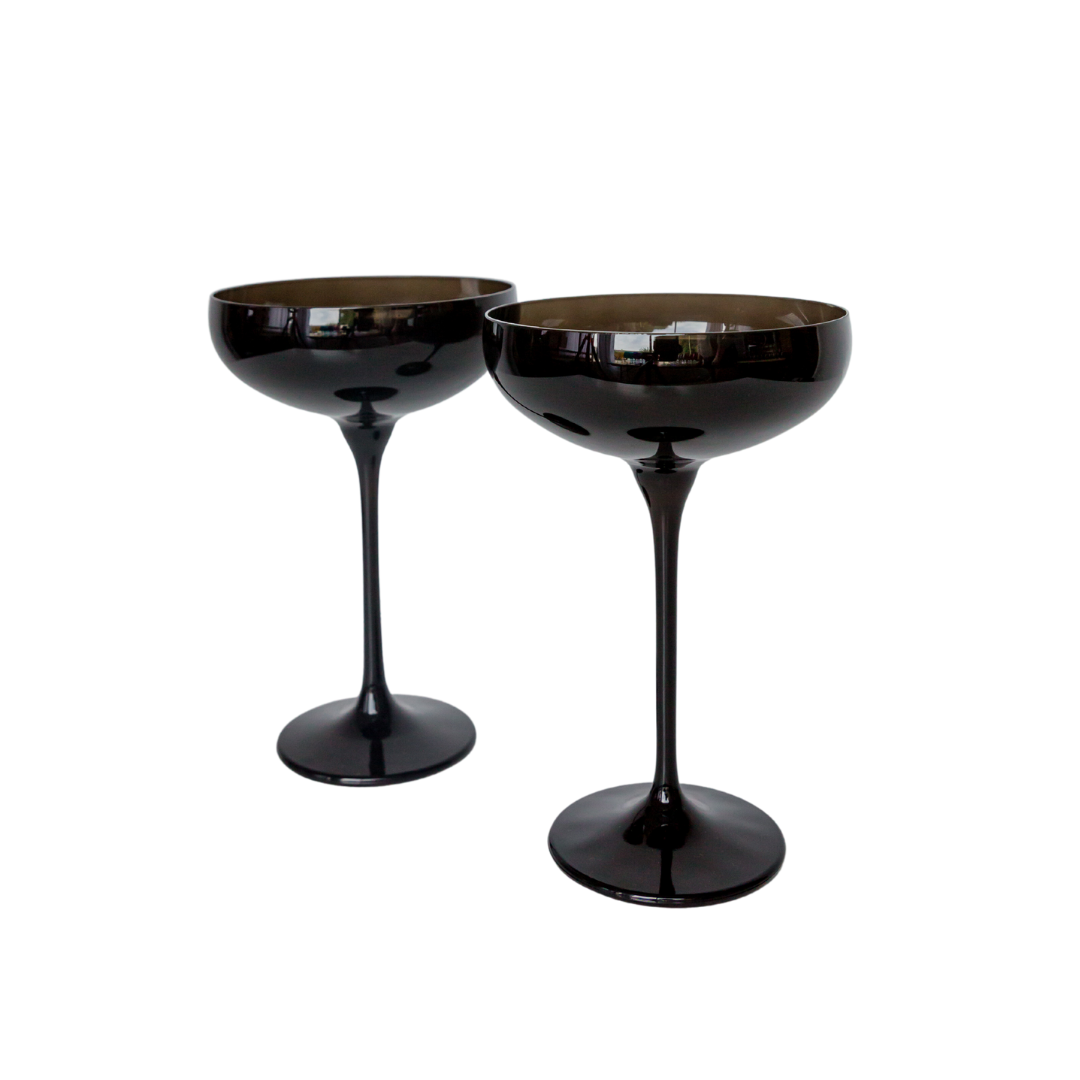 Estelle Colored Champagne Coupe Stemware - Set of 2 {Black Onyx}