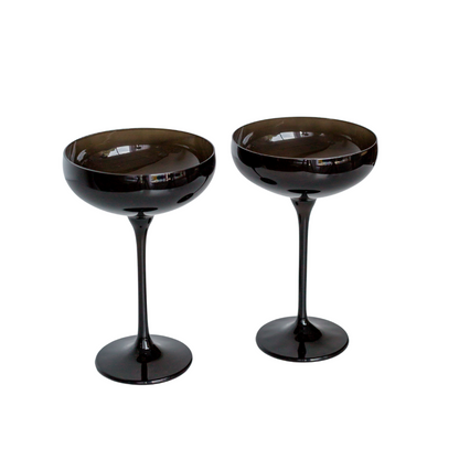 Estelle Colored Champagne Coupe Stemware - Set of 2 {Black Onyx}