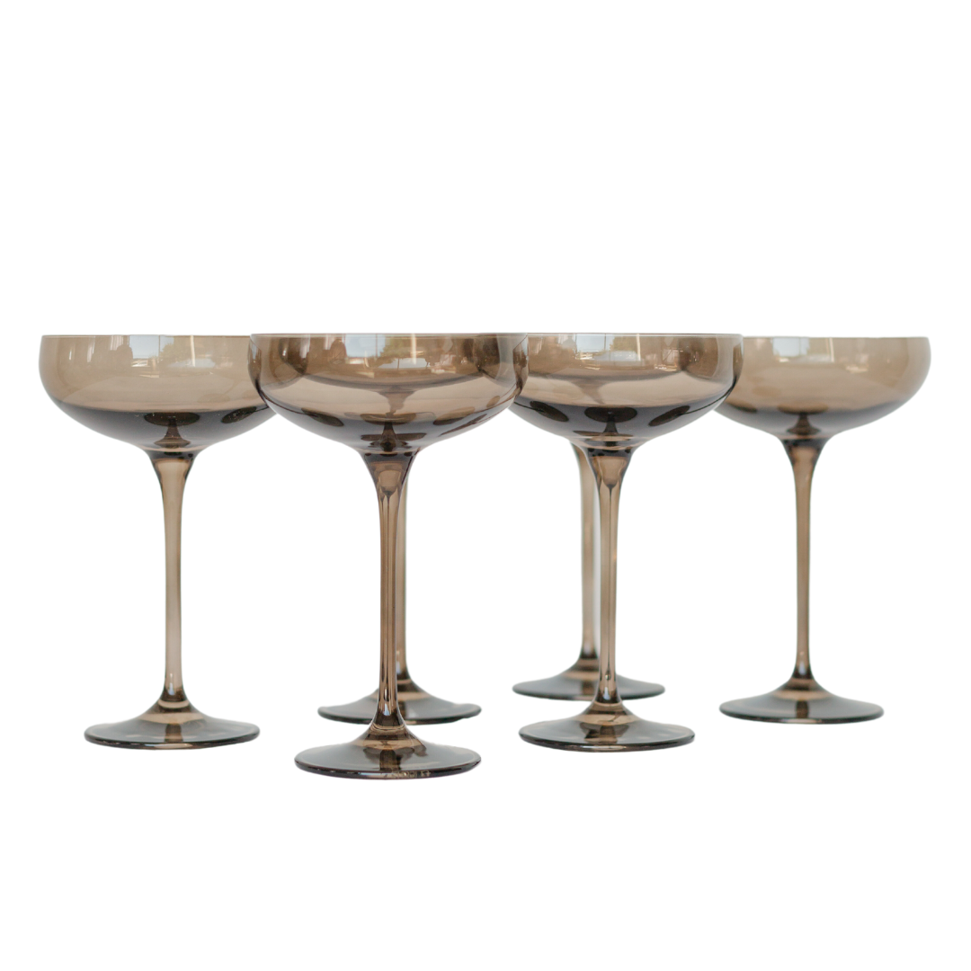 Estelle Colored Champagne Coupe Stemware - Set of 6 {Gray Smoke}