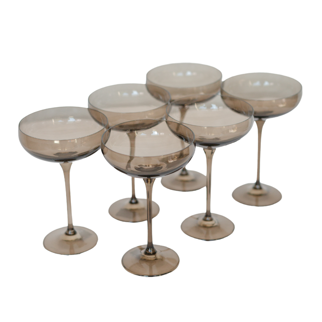 Estelle Colored Champagne Coupe Stemware - Set of 6 {Gray Smoke}