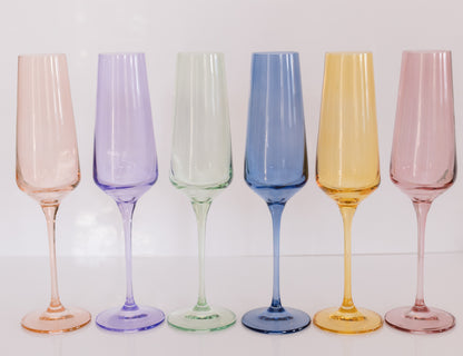 Estelle Colored Champagne Flute - Set of 6 {Pastel Mixed Set}